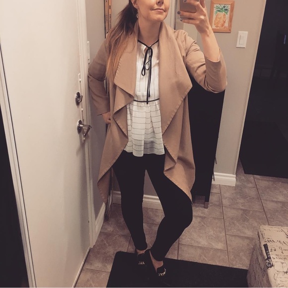 DKNY Sheer Black Striped Tie Front Blouse - Picture 13 of 13